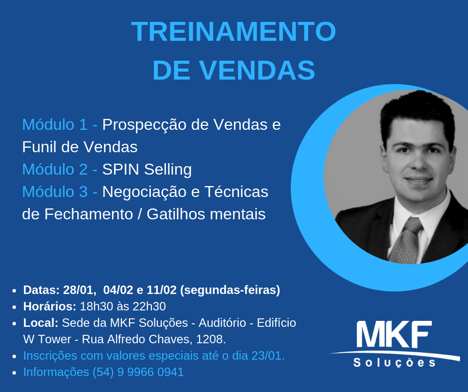 Imagem em destaque do post Inscrições abertas Treinamento de Vendas